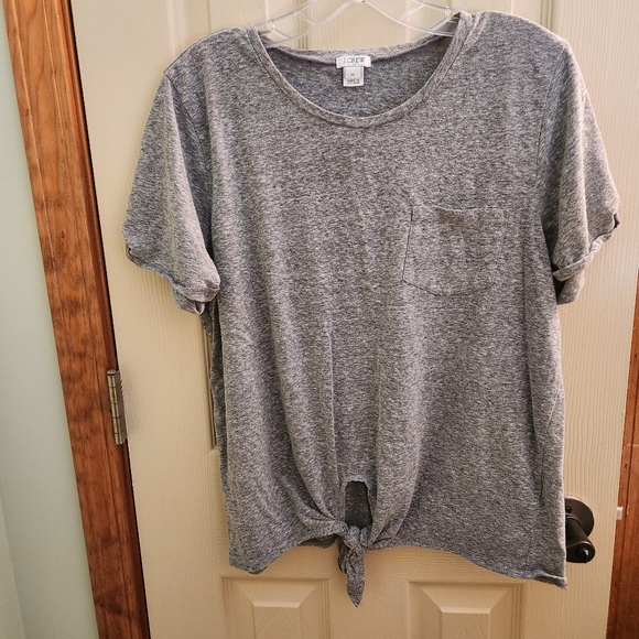 J Crew heather grey belly tie one pocket tshirt sz XL - Picture 5 of 9